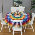 thumbnail image 2 of Colorful Tie Dye Floral Mandala Round Tablecloth 60"x60",Wrinkle Wipeable Table Cloth for Kitchen Dining Room Picnic Patio Party, 2 of 6