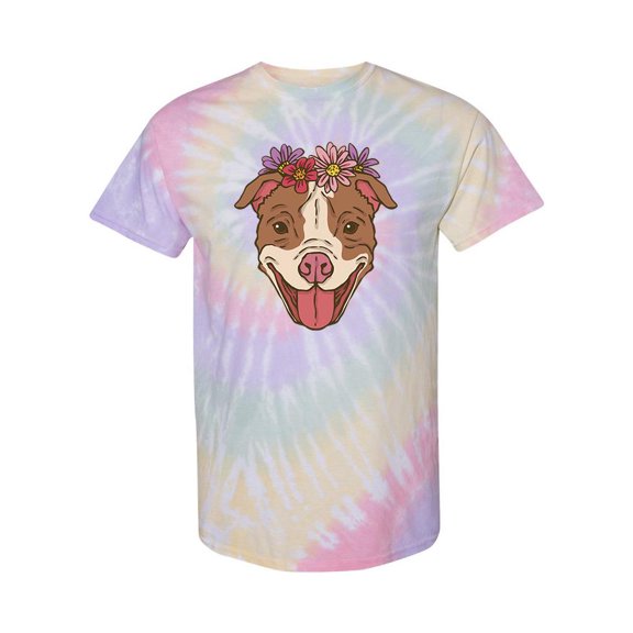 Pit Bull With Flowers Tie Dye Spiral Women -SPIdeals Designs, Female Medium