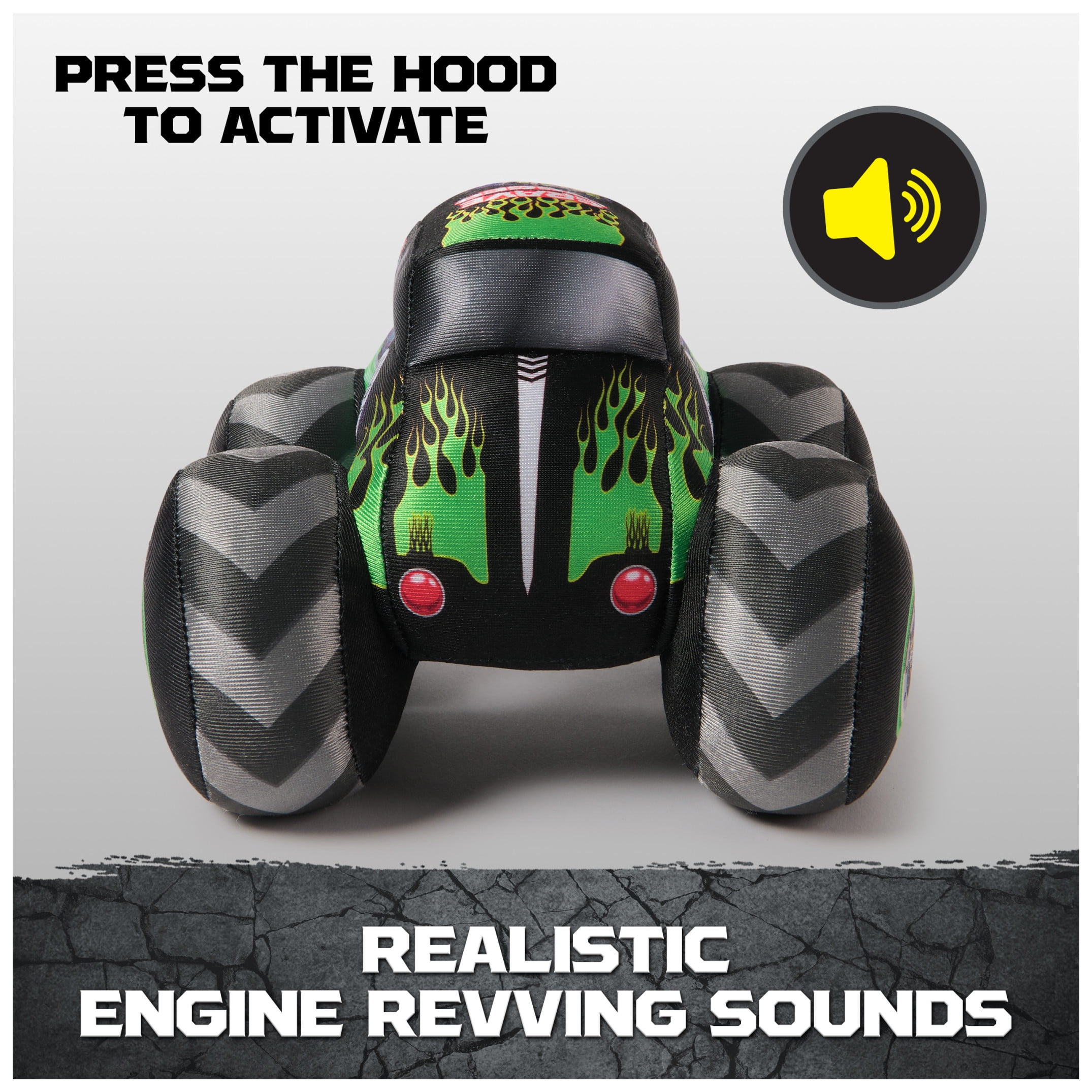 Monster Jam Grave Digger Plush Truck with Sound Effects, Plush Toy for Ages 3 and Up, 7”