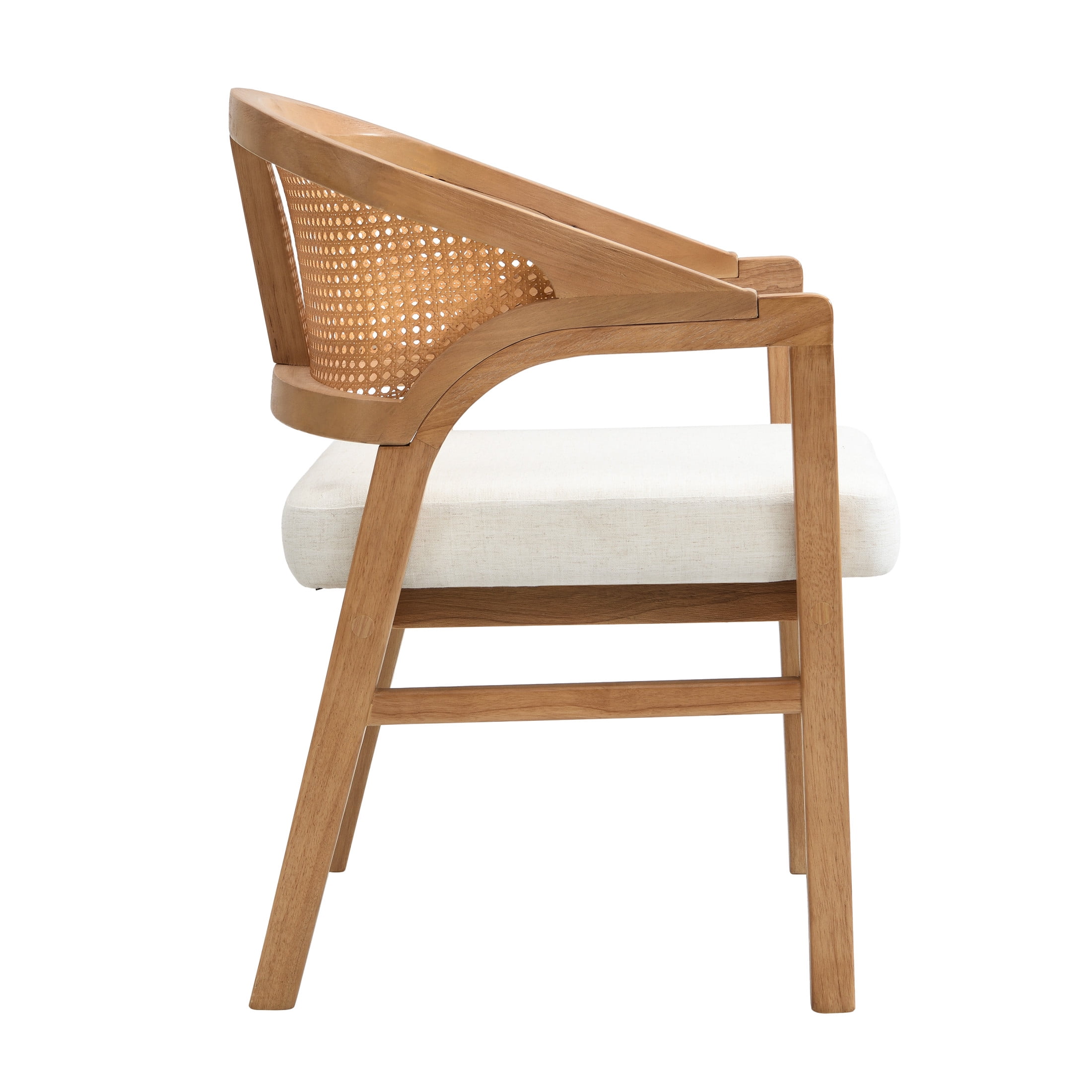 Christopher Knight Home Mid-Century Upholstered Dining Chairs, Solid Wood, Cane Backs, Beige, Set of 2