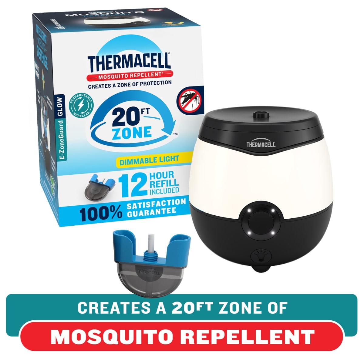(2 pack) Thermacell E-ZoneGuard Glow Rechargeable Mosquito Repeller + Lantern with 12-Hr Refill and 9-Hr Battery