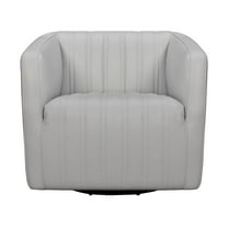 Armen Living Aries 17" Modern Genuine Leather Swivel Barrel Chair in Dove Gray