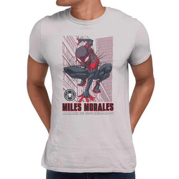 Marvel Spider-Man Miles Morales City Web Men's T Shirt (Ice Grey, S-XXXL)