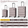 thumbnail image 3 of Costway 3 PCS Hardside Luggage Set (20/24/28 Inch) with 8-Spinner Wheels, 3-Digital Lock Pink, 3 of 10