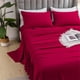 thumbnail image 5 of Juego de sábanas de poliéster de 3 piezas, color liso cepillado, sábana plana con 2 fundas de almohada, ropa de cama suave y cómoda para el hogar y el dormitorio, resistente a las arrugas y a la, 5 of 7