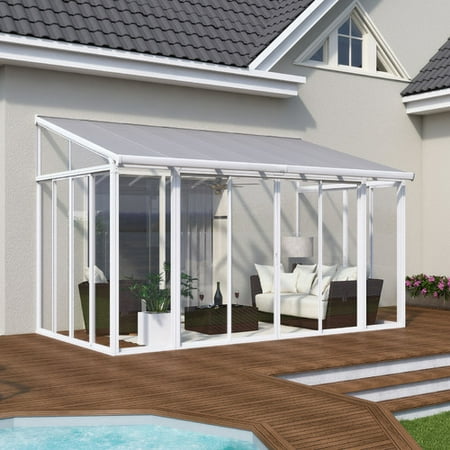 Palram San Remo Patio 14 Ft. W x 10 Ft. D Aluminum Wall Mounted Patio Gazebo