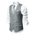 thumbnail image 4 of Mens Dress Suit Vests Button-Down V Neck Sleeveless Business Work Waistcoats with Pockets Formal Solid Slim Vest for Suits or Tuxedos, 4 of 8