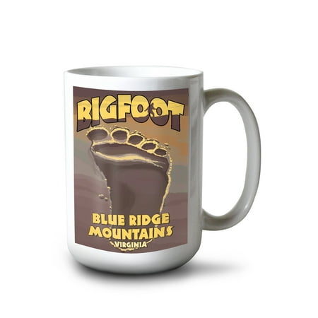 

Lantern Press 15 fl oz Ceramic Mug Blue Ridge Mountains Virginia Bear and Mountains Dishwasher & Microwave Safe
