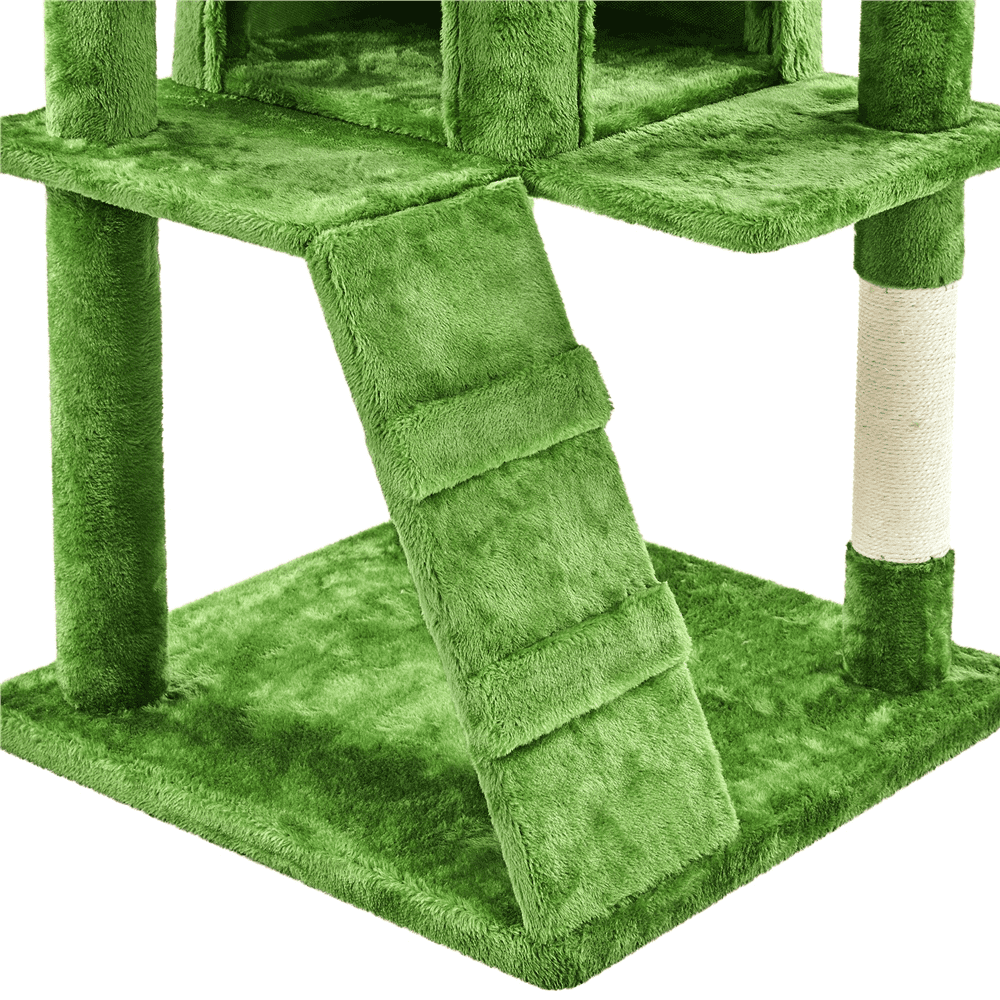 Alden Design 70'' Height Multilevel Cat Tree with 2 Condos for Kittens/Small Cats, Green