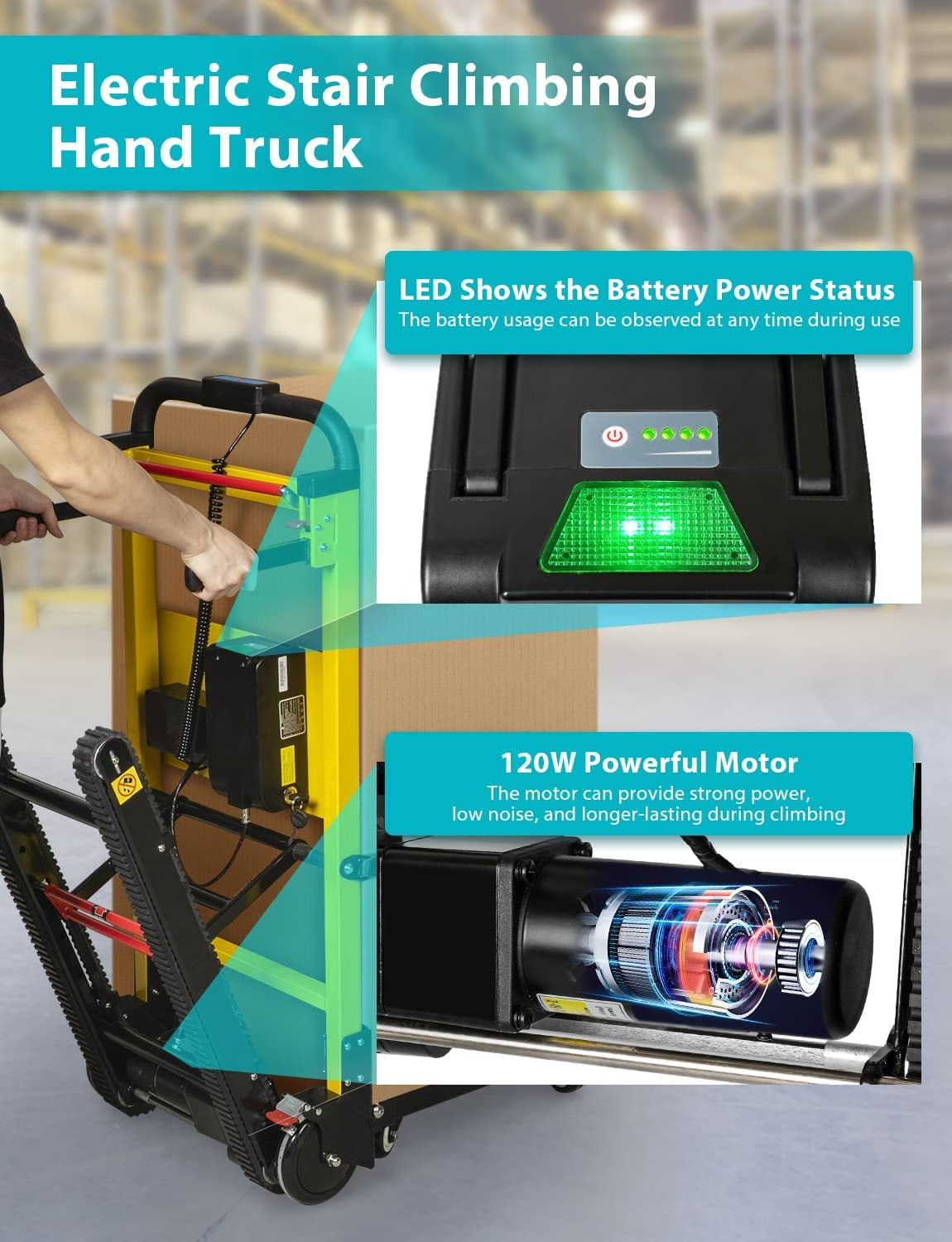 Buy Rocita Electric Stair Climbing Hand Trucks Dolly Cart for Moving