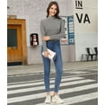 thumbnail image 5 of Tyhengta Women's Turtleneck Sweaters Long Sleeve Pullover Sweaters Mock Neck Knitted T-Shirt Basic Slim Fit Tee Tops Gray XL, 5 of 7