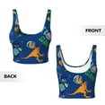 thumbnail image 5 of Haiem Dinosaur In Space Pattern Womens Sports Bra - U Neck Padded Low Impact Yoga Bra Workout Crop Top Gym Moisture-Wicking Workout Vest -Medium, 5 of 9