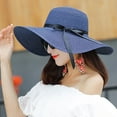 thumbnail image 3 of Peaoy Travel Foldable Wide Brim Bowknot UV Protection Floppy Summer Cap Sun Hat for Women, 3 of 7
