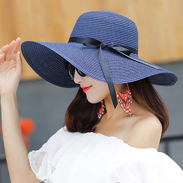 Foldable Straw Sun Hat UV Protection Adjustable Brim Beach Travel Summer WITERY Trendy Women main image 3