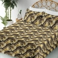thumbnail image 3 of Ambesonne Marble Print Fitted & Flat Sheet with Sham 3 Pcs Set, Rock Print Nature Vibe, Twin XL, Chocolate Mustard Taupe, 3 of 5