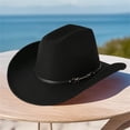 thumbnail image 5 of RUINIXCW Western Cowboy Hat for Men Women Cowgirl Hat Classic Felt Roll Up Fedora Hat with Buckle Belt Wide Brim Jazz Hat Themed Party Cap Wedding Party Costume, 5 of 8