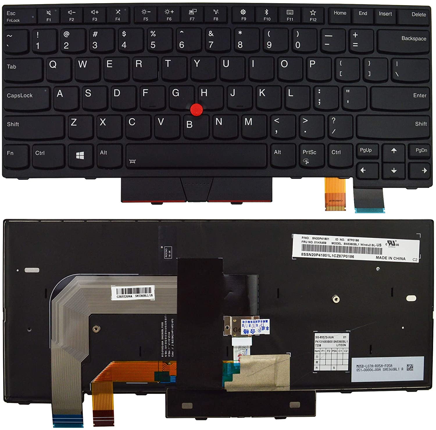 JANRI Replacement US Laptop Keyboard for Thinkpad T480 20L5 20L6 T470 20HD 20HE 01AX558 01AX487 01AX528 01AX569 01AX446 01HX379 SN20L72767 SN20L72849 01HX459 SN20P41801 Windu2 WINNBL-84US 01HX299