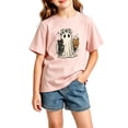 thumbnail image 2 of Zylarhe Girls Halloween Tops Short Sleeve Crewneck T Shirt for Casual Summer Fun Graphic Shirt for Kids Pink 11-12 Years, 2 of 4
