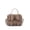 Taupe, variant on Cross-Bow Embossed Vegan Leather Satchel Bag - Mauve