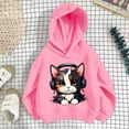 thumbnail image 2 of VNKIDY Girls Sweatshirts Autumn Children Adorable Sweatshirt With Cat Cartoon Print Long Sleeve Hooded Loose Fit Pullover For Casual Daily Wear Cute Looks Cozy Tops, 2 of 3
