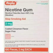 Rugby Nicotine Gums, Cinnamon, Sugar Free, 100 Count, Pack of 2, Stop Smoking Aid