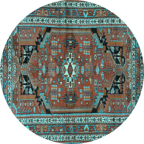 Ahgly Company Indoor Round Persian Light Blue Traditional Area Rugs, 8' Round