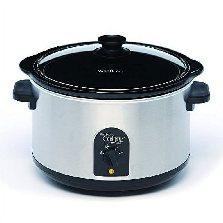 West Bend 6 Qt. Oval Silver Manual Crockery Slow Cooker with Ceramic Cooking  Vessel and Glass Lid 87156 - The Home Depot