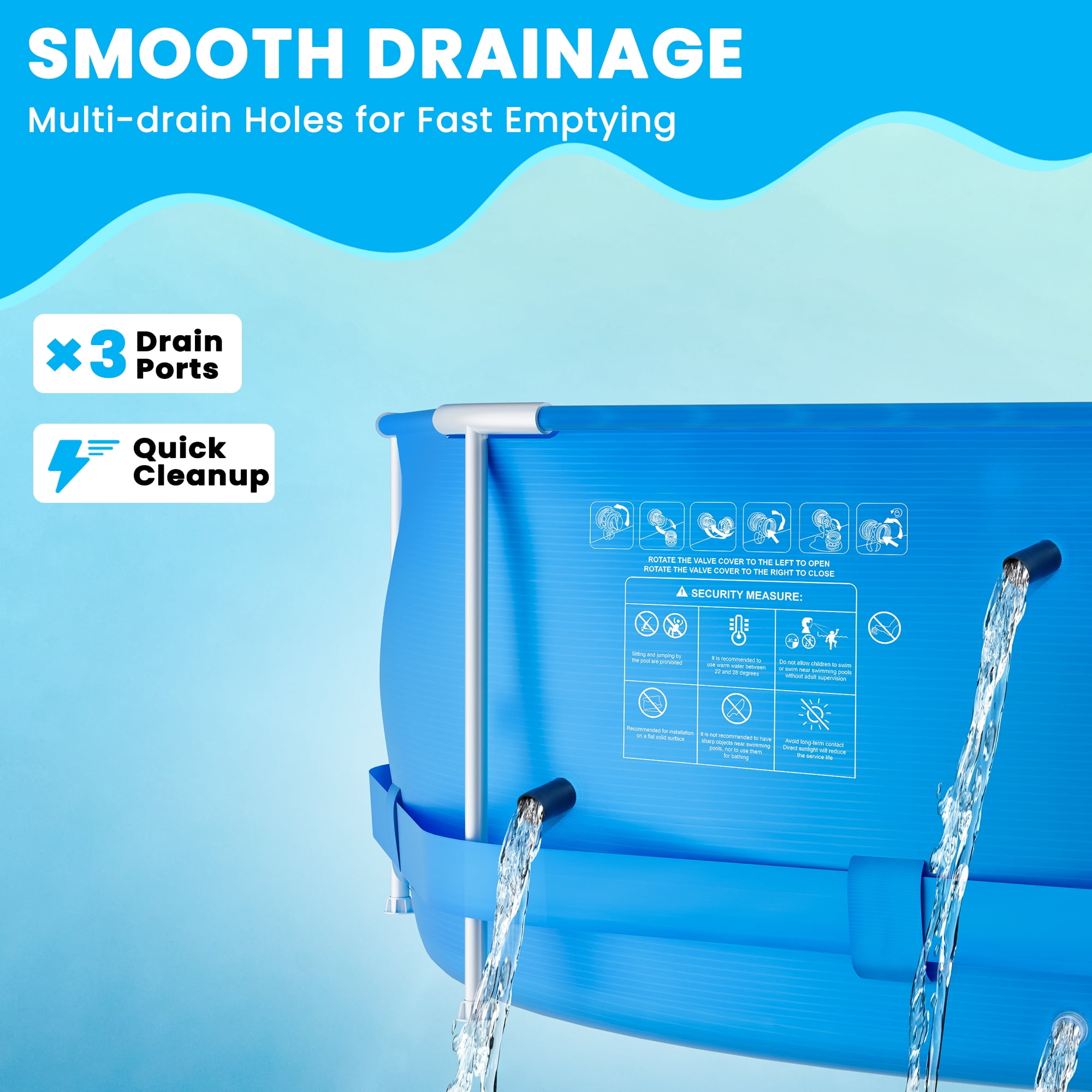 【匿名配送】Swimming Pool 10FT Circular Swimming Pool with Filter Pump Metal Frame