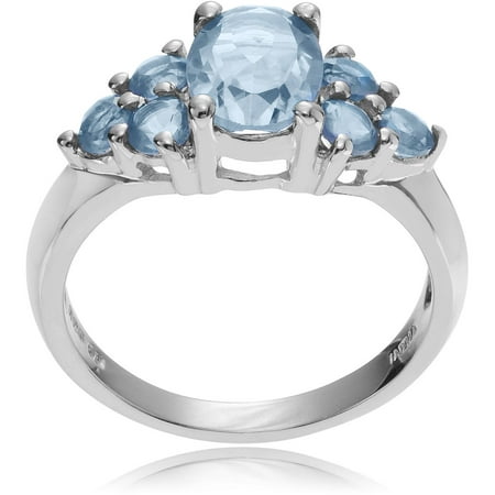 Brinley Co. Women's Blue Topaz Sterling Silver Oval Cluster Fashion Ring