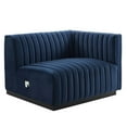 thumbnail image 2 of Modway Conjure Channel Tufted Performance Velvet Right-Arm Chair in Black Midnight Blue, 2 of 6