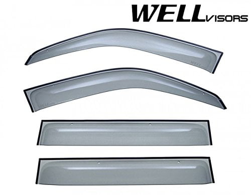 WellVisors Replacement for 1998-2007 Lexus LX470 Clip-ON Chrome Trim Smoke Tinted Side Rain Guard Window Visors Deflectors 3-847LX001