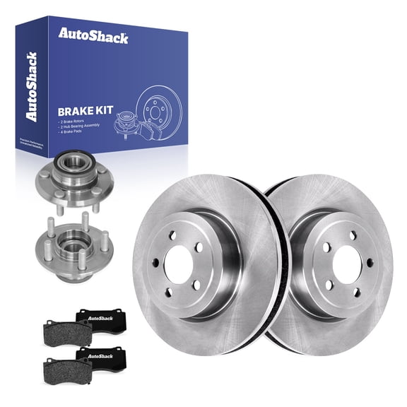 AutoShack Front Vented Brake Rotors   Ceramic Pads   Hub Bearing Assembly 8-PC Brake Kit Replacement for 2012 Dodge Charger 13.58" (345 mm)