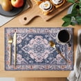 thumbnail image 2 of Orange Blue Boho Placemats Set of 6 Ethnic Geometric Middle Century Art Place Mats Indoor Wipeable Table Mats Washable Cloth Dining Table Placemats for Kitchen Holiday Party Home Decor 13x19 Inch, 2 of 9