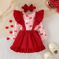 thumbnail image 4 of SonxaHe Newborn Girl Outfit Set Valentine's Day Cute Heart Romper Overalls Headband Baby Holiday Stylish Party Outfits,3-Piece White,Sized 0-3 M, 4 of 8