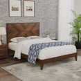 thumbnail image 2 of Mid-Century Modern Platform Bed Wood Slat Support with No Box Spring Needed,King Walnut, 2 of 21