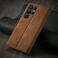 thumbnail image 5 of Samsung Galaxy S23 Ultra Wallet Case Samsung Galaxy S23 Ultra Luxury PU Leather Case, Book Folding Flip Retro Case with Kickstand, [RFID Blocking] Credit Card Slot Magnetic Closure Cover, Brown, 5 of 8