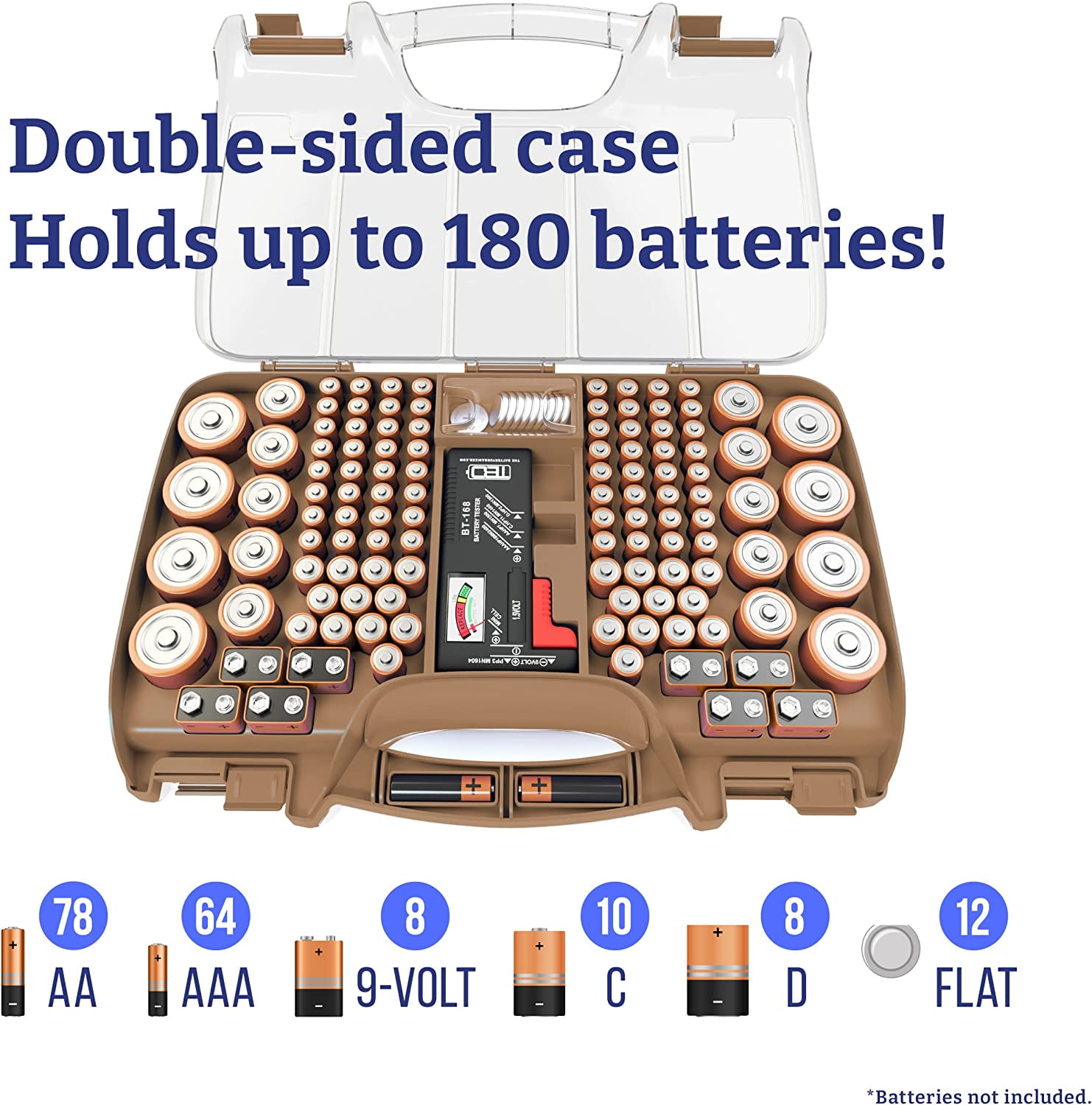 TBO 180 Deluxe Battery Organizer Storage Case w/ Digital Tester ,Green