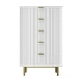 thumbnail image 5 of Benjara Beth 48 Inch 5 Drawer Tall Dresser Chest, White Mahogany Wood, Gold, 5 of 7