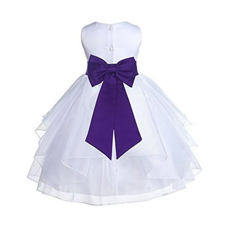

Ekidsbridal White Satin Shimmering Organza Formal Flower Girl Dresses Communion Dress Baptism Dress Holiday Dresses Toddler Girl Dresses Junior Bridesmaid Dress Special Occasion Dresses 4613T