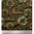thumbnail image 1 of Soimoi Green Modal Satin Fabric Wreath & Dots Fabric Prints By Yard 42 Inch Wide, 1 of 3