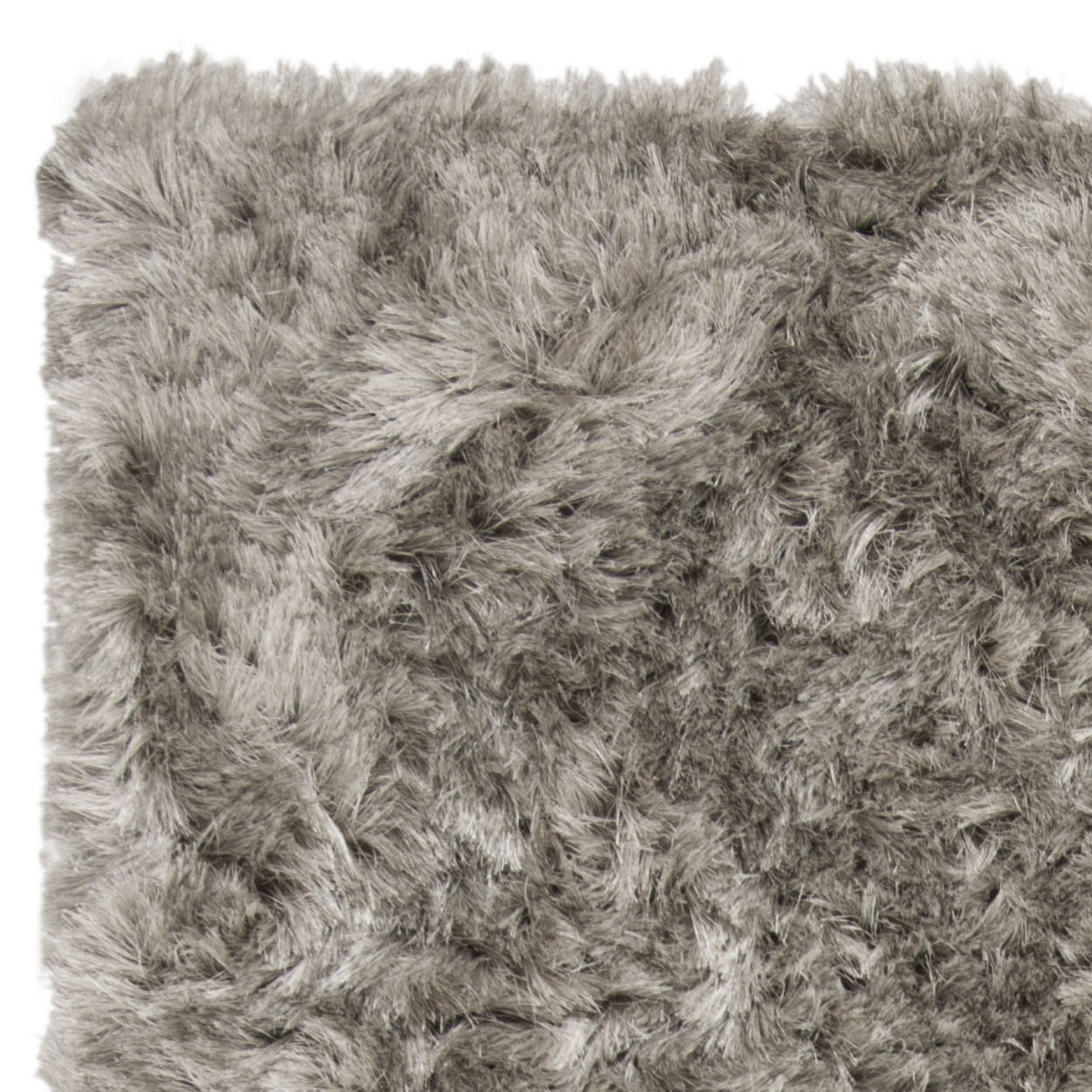 SAFAVIEH Ocean Trellis Solid Plush Polyester Shag Area Rug, Light Grey, 4' x 6'
