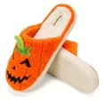 thumbnail image 4 of Dearfoams Unisex Adult Halloween Pumpkin Jack-O-Lantern Scuff Slipper, 4 of 6