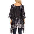thumbnail image 2 of Sakkas Alizia Lightweight Embroidery Batik Top Tunic Blouse Caftan Cover up Poncho - Blue / Black - One Size Regular, 2 of 5