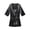 Black, variant on Mens Satin Bathrobe Lightweight Comfort V Neck 3/4 Length Sleeve Open Front Wrap Short Robes Loungewear Nightwear Pj with Adjustable Waist Belt