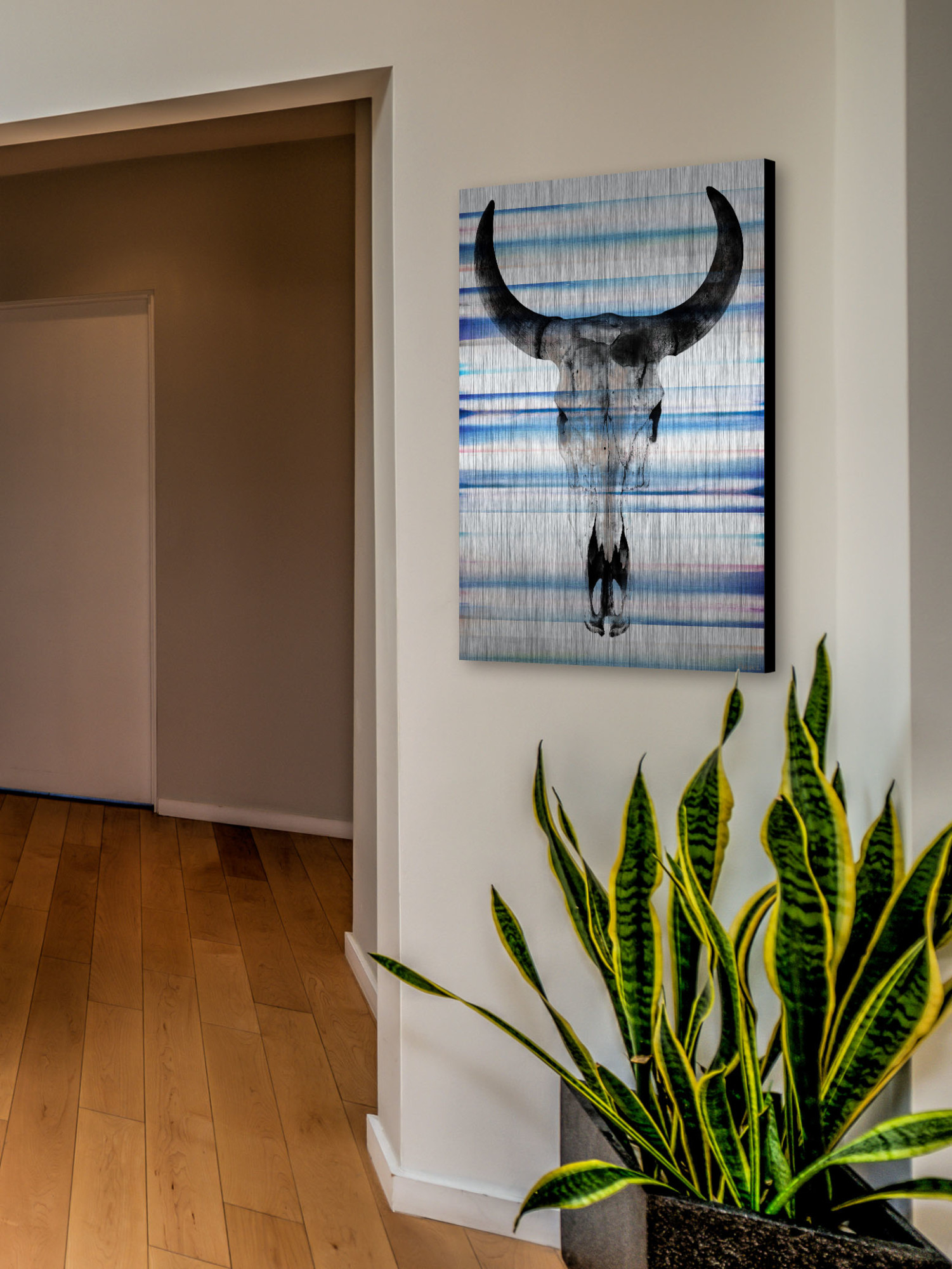 Parvez Michel Inc Parvez Taj - Long Skull Face Painting Print on Brushed Aluminum