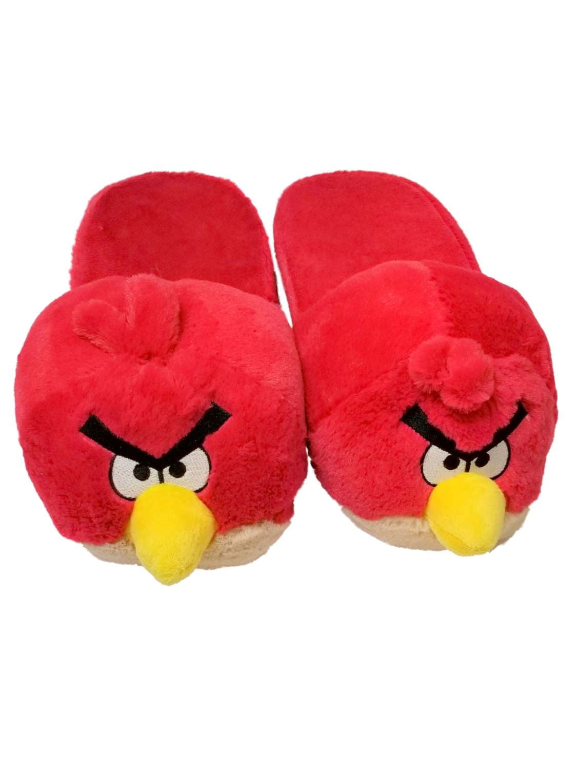 Mens Red Angry Birds Slippers Scuffs 
