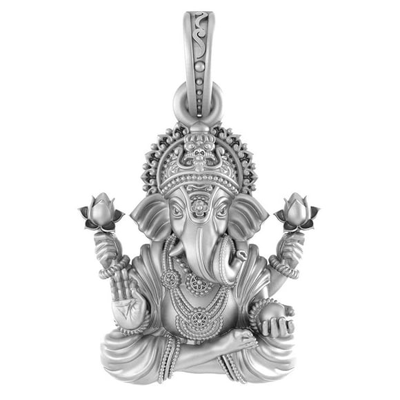 Sterling Silver (92.5% purity) God Ganesh Pendant for Men & Women Pure Silver Lord Ganapathy Locket for Good Health & Wealth INCLUDING Silver Chain