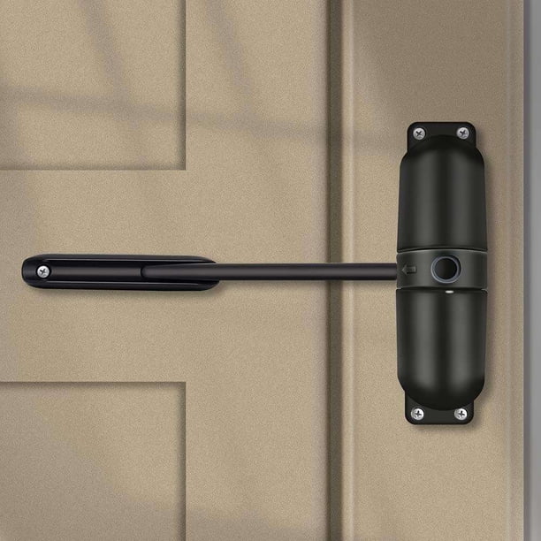 Cierrapuertas Automático Cierrapuertas con resorte de seguridad - Fácil de instalar para convertir puertas con bisagras en cierre automático - Negro