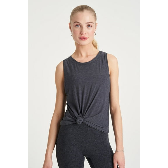 Bandier We Over Me CHARCOAL SPACEDYE Crew Tank Top US XXL, NWOT