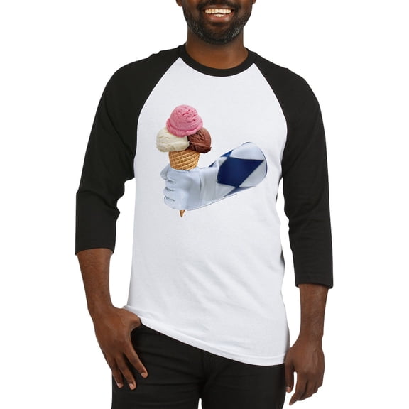 CafePress - Power Rangers Holding Ice Cre - Cotton Baseball Jersey, 3/4 Raglan Sleeve Shirt